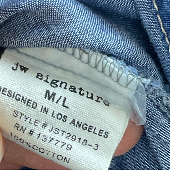 JW Signature Los Angeles Lightweight Blue Denim Button Down Shirt Dress Sz M/L - Picture 10 of 10